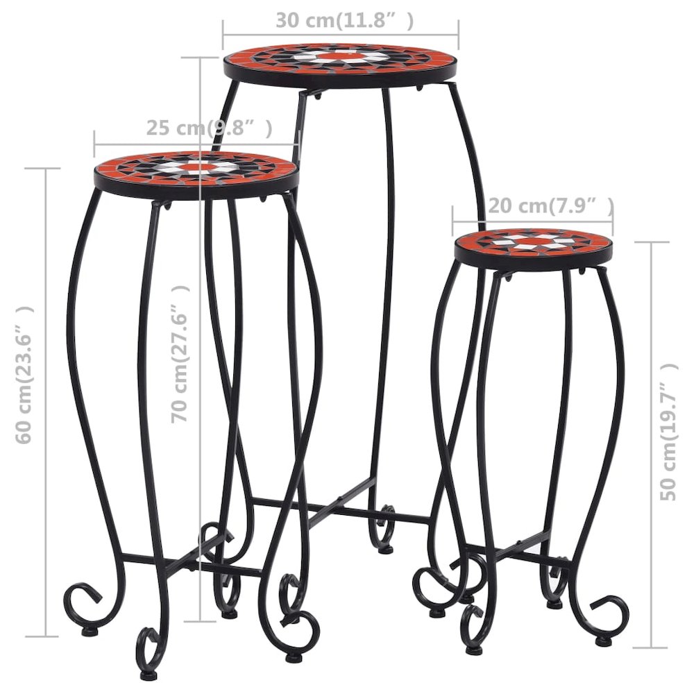 Table Set of 3 Terracotta and White Iron tube and ceramic tile. Picture 8
