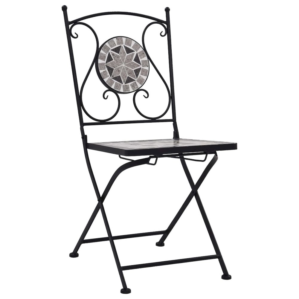 Garden Chair Set of 2 Grey Powder-coated steel and ceramic. Picture 2