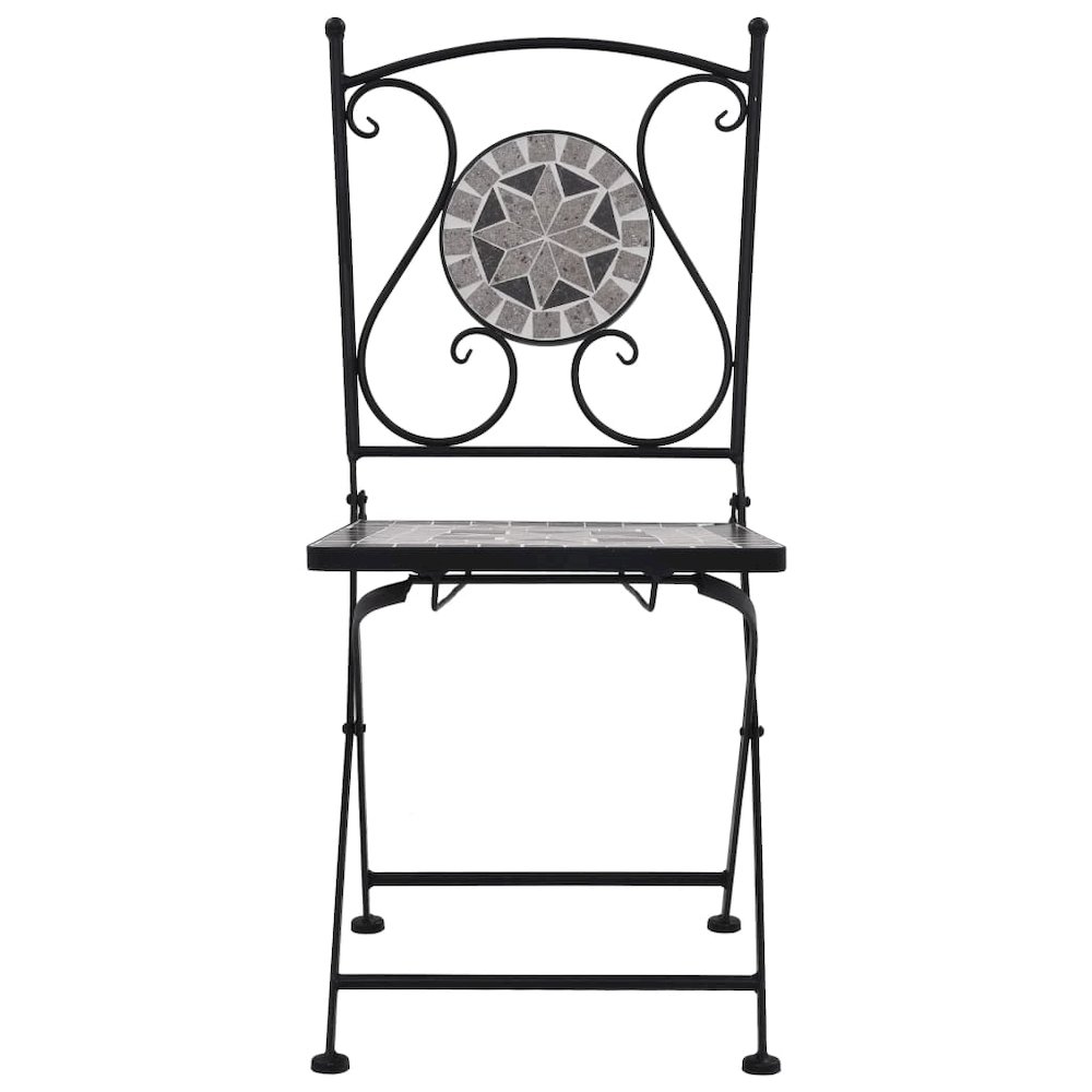 Garden Chair Set of 2 Grey Powder-coated steel and ceramic. Picture 3