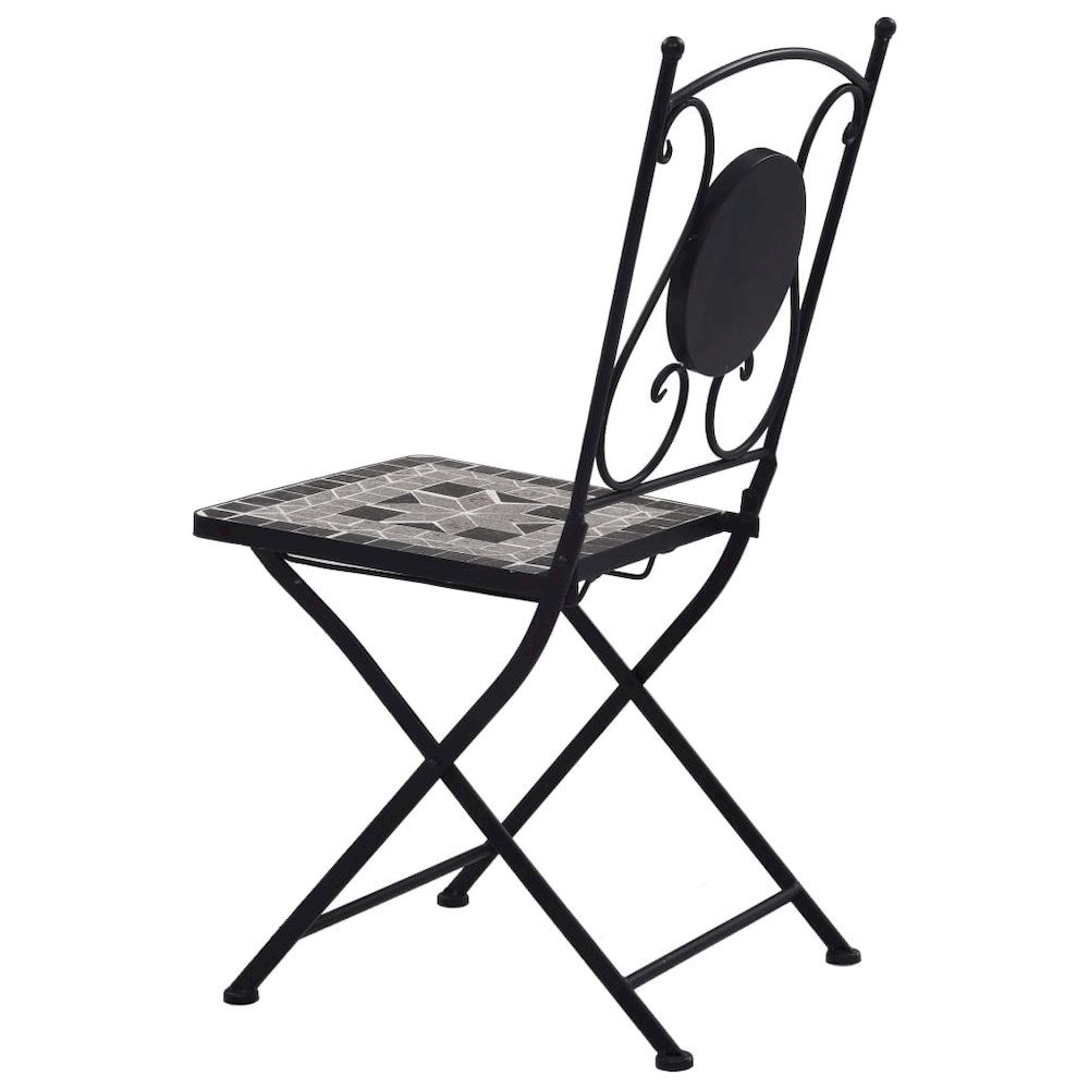 Garden Chair Set of 2 Grey Powder-coated steel and ceramic. Picture 4
