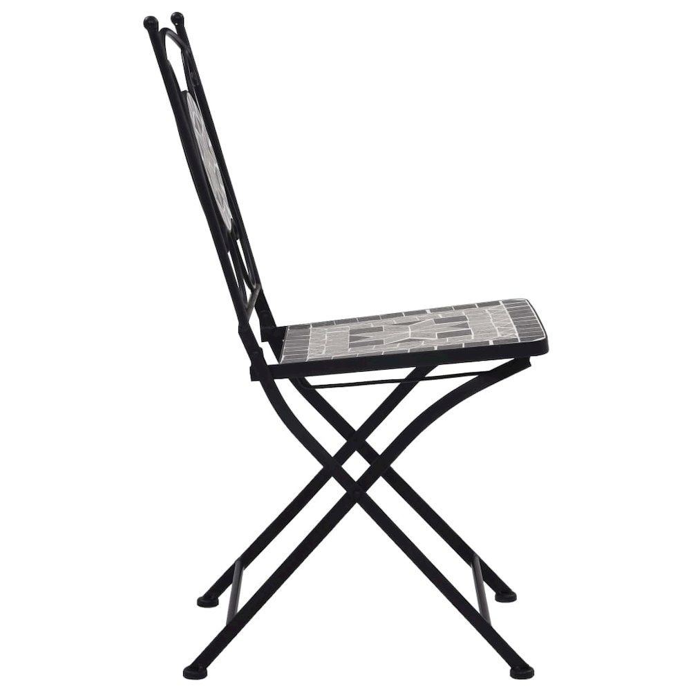 Garden Chair Set of 2 Grey Powder-coated steel and ceramic. Picture 6