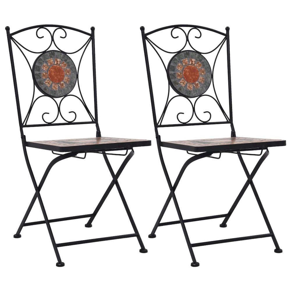 Garden Chair Set of 2 Orange and Grey Powder-coated iron, Ceramic. Picture 1