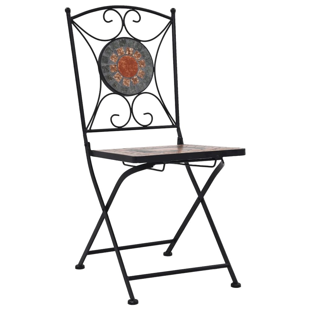Garden Chair Set of 2 Orange and Grey Powder-coated iron, Ceramic. Picture 2