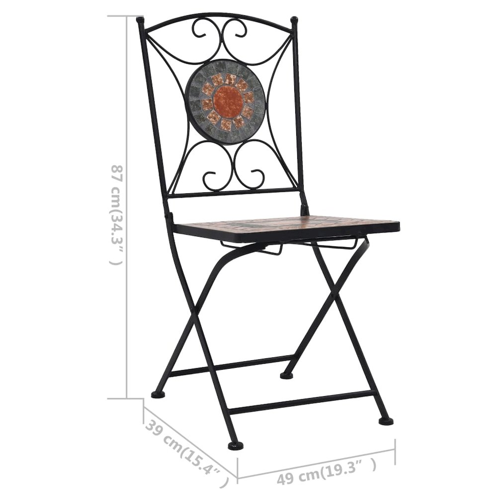 Garden Chair Set of 2 Orange and Grey Powder-coated iron, Ceramic. Picture 11