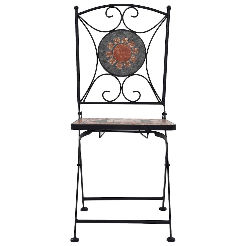 Garden Chair Set of 2 Orange and Grey Powder-coated iron, Ceramic. Picture 3