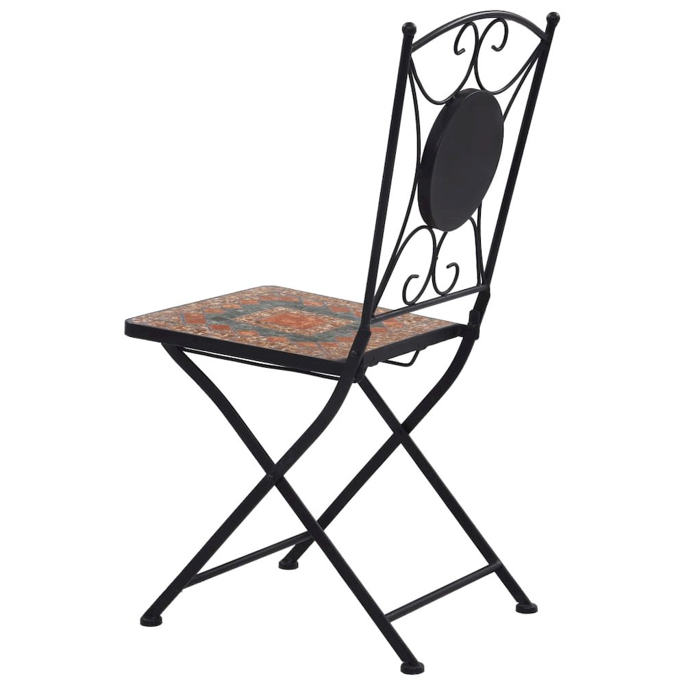 Garden Chair Set of 2 Orange and Grey Powder-coated iron, Ceramic. Picture 6