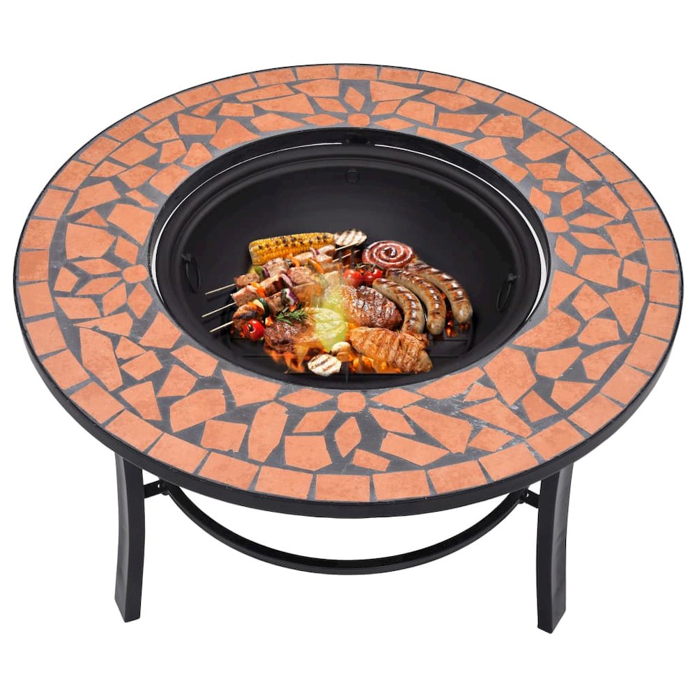vidaXL Mosaic Fire Pit Terracotta 26.8" Ceramic, 46719. Picture 5