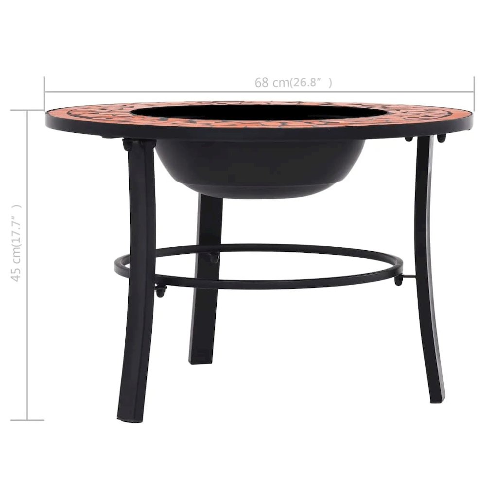 vidaXL Mosaic Fire Pit Terracotta 26.8" Ceramic, 46719. Picture 9