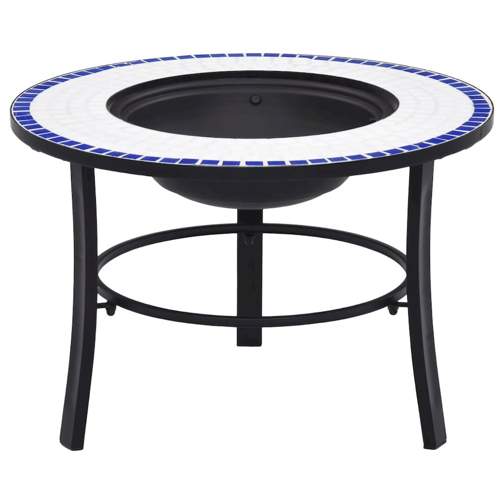 vidaXL Mosaic Fire Pit Blue and White 26.8" Ceramic, 46720. Picture 1