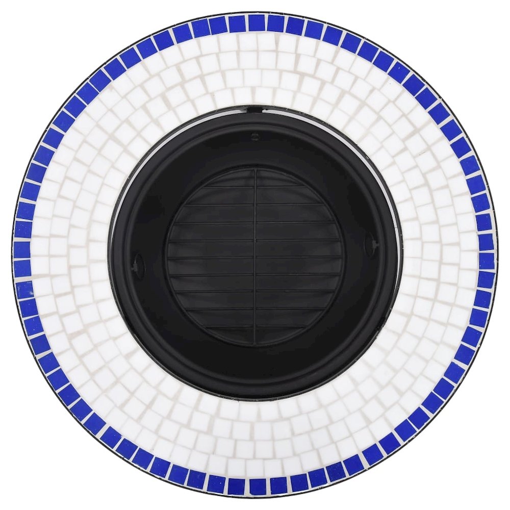 vidaXL Mosaic Fire Pit Blue and White 26.8" Ceramic, 46720. Picture 6