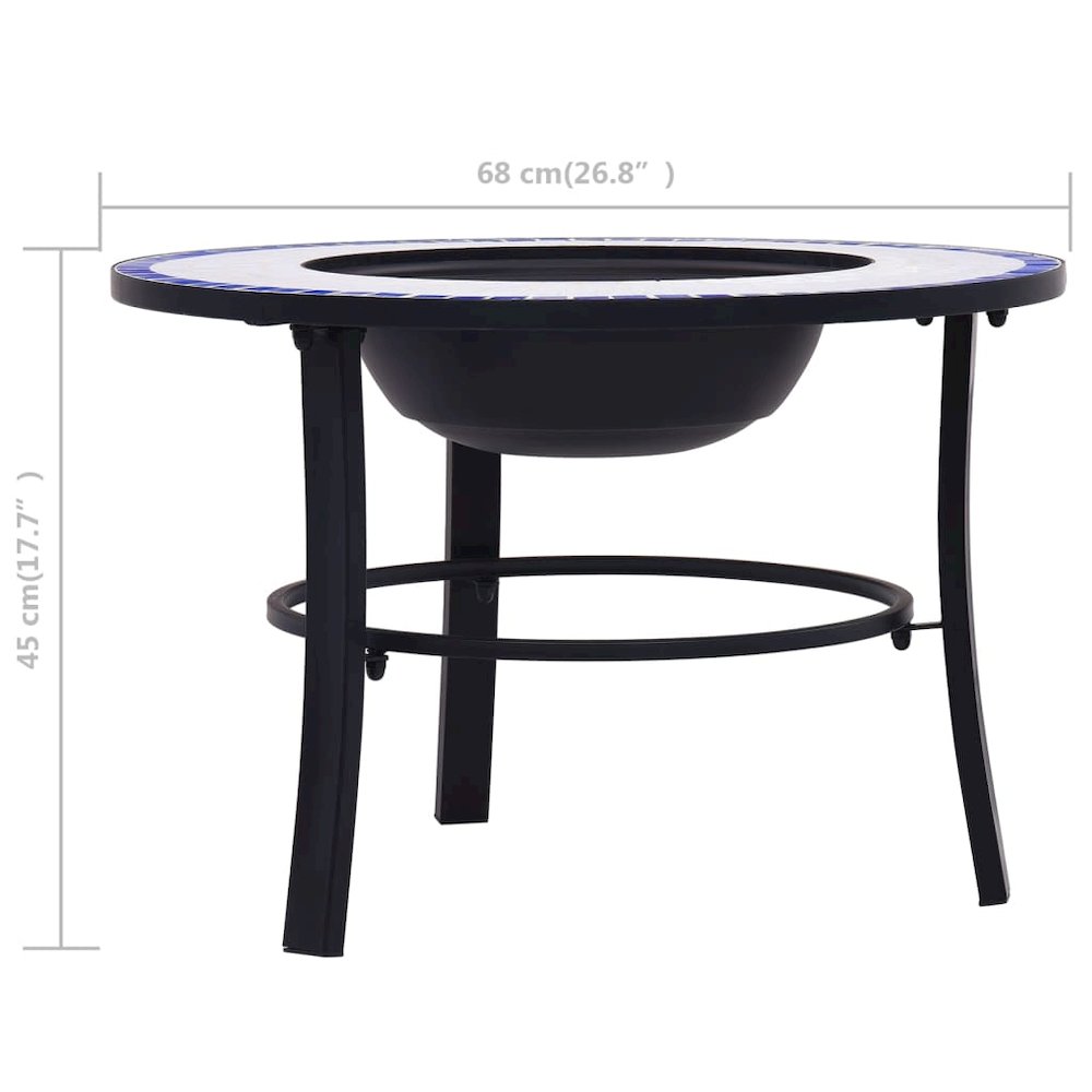 vidaXL Mosaic Fire Pit Blue and White 26.8" Ceramic, 46720. Picture 9