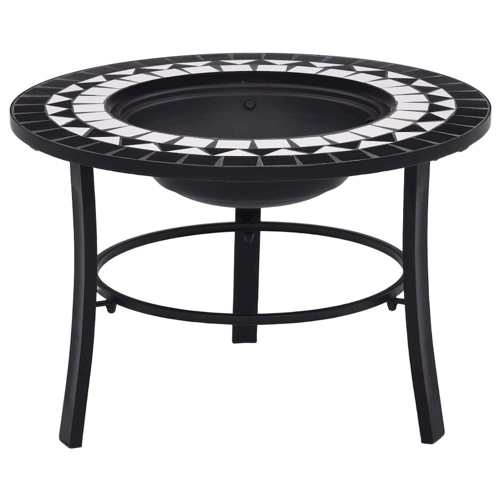 vidaXL Mosaic Fire Pit Black and White 26.8" Ceramic, 46721. Picture 1