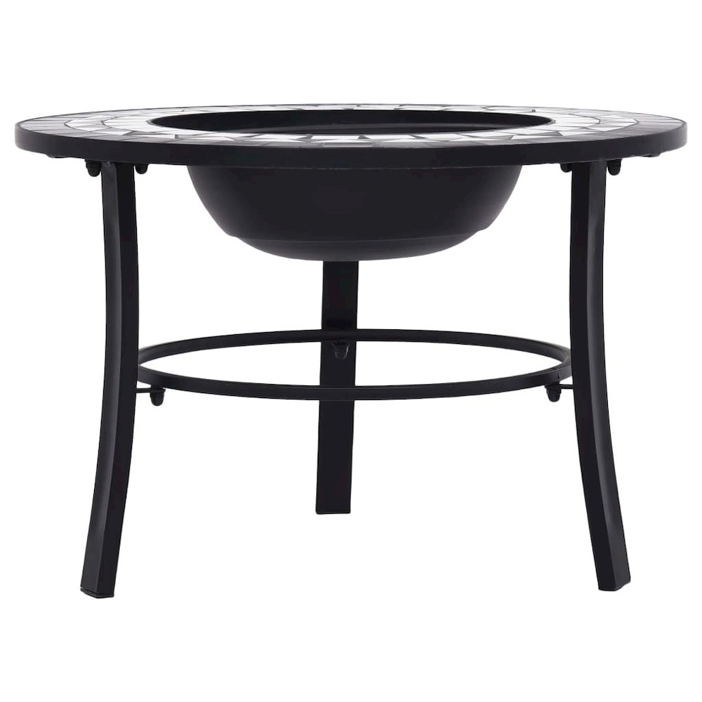vidaXL Mosaic Fire Pit Black and White 26.8" Ceramic, 46721. Picture 3