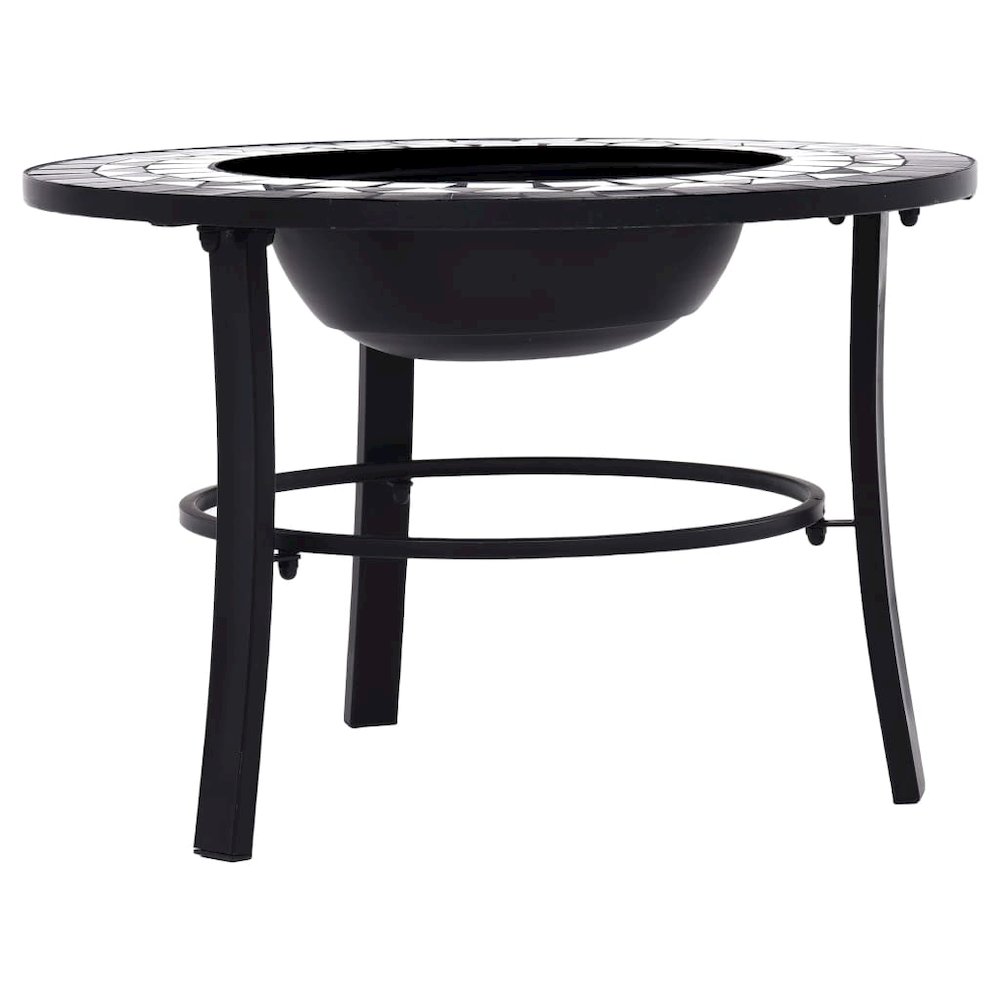 vidaXL Mosaic Fire Pit Black and White 26.8" Ceramic, 46721. Picture 4