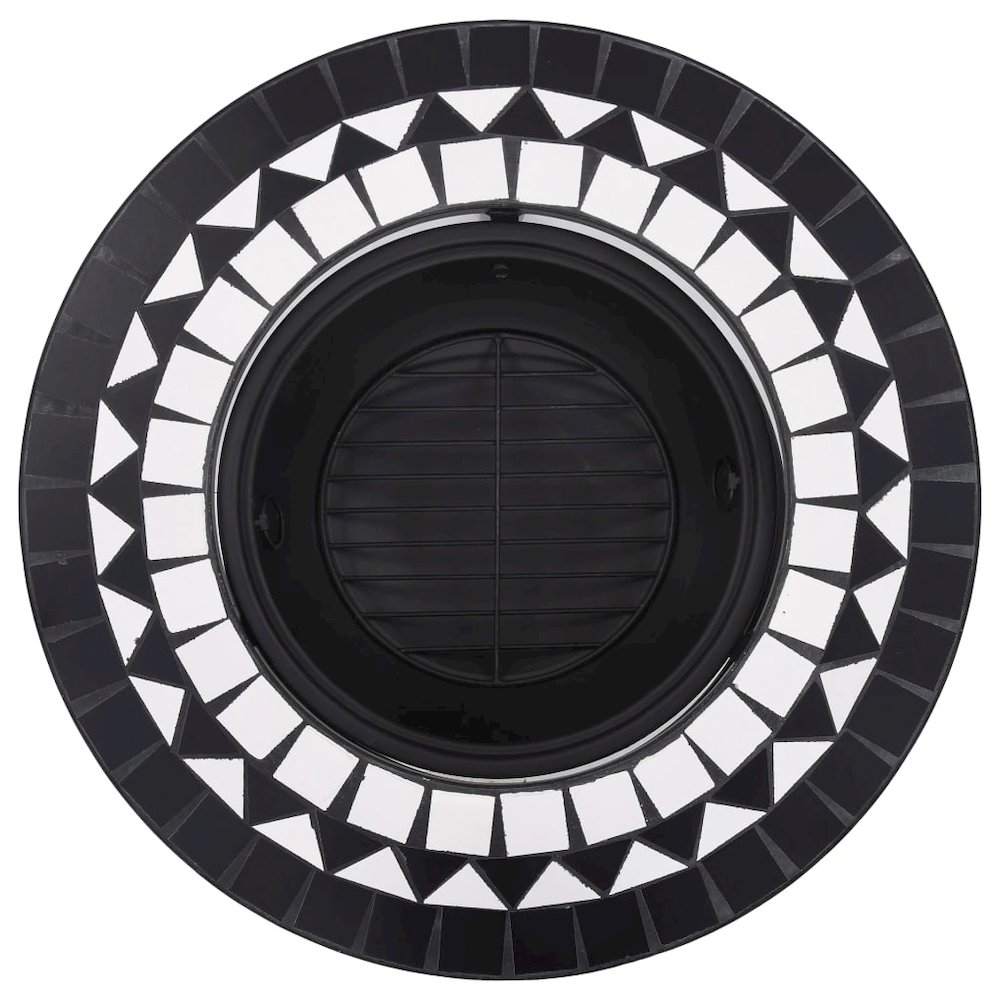 vidaXL Mosaic Fire Pit Black and White 26.8" Ceramic, 46721. Picture 5