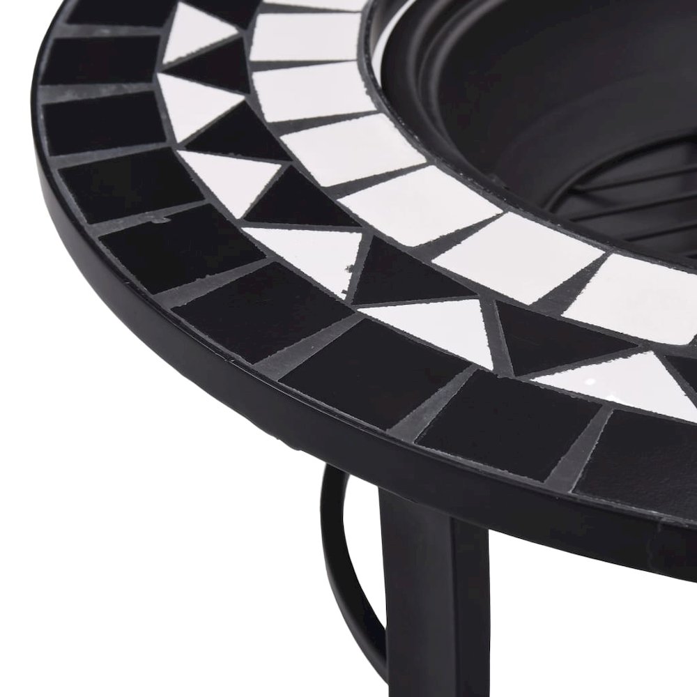 vidaXL Mosaic Fire Pit Black and White 26.8" Ceramic, 46721. Picture 7