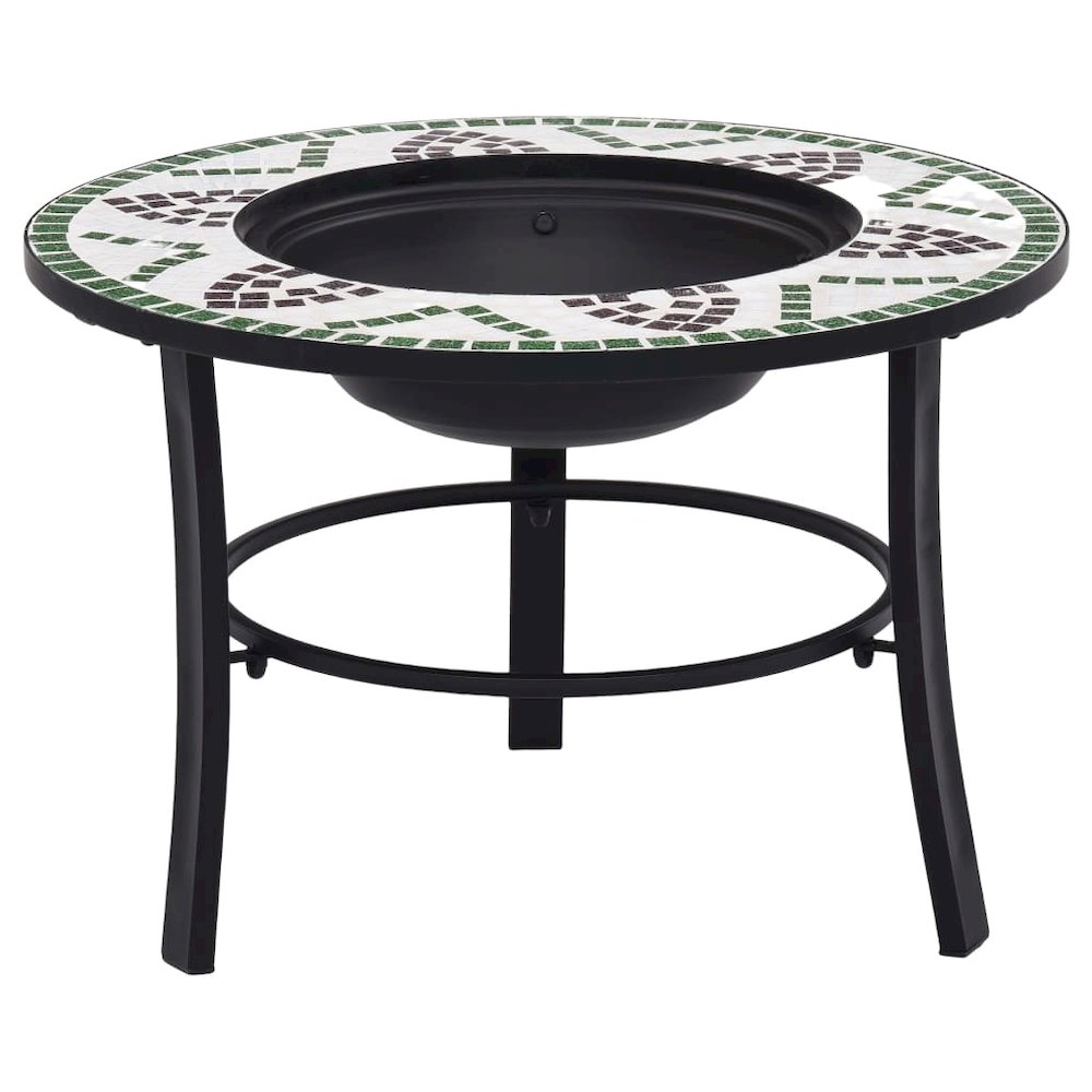 vidaXL Mosaic Fire Pit Green 26.8" Ceramic, 46722. Picture 1