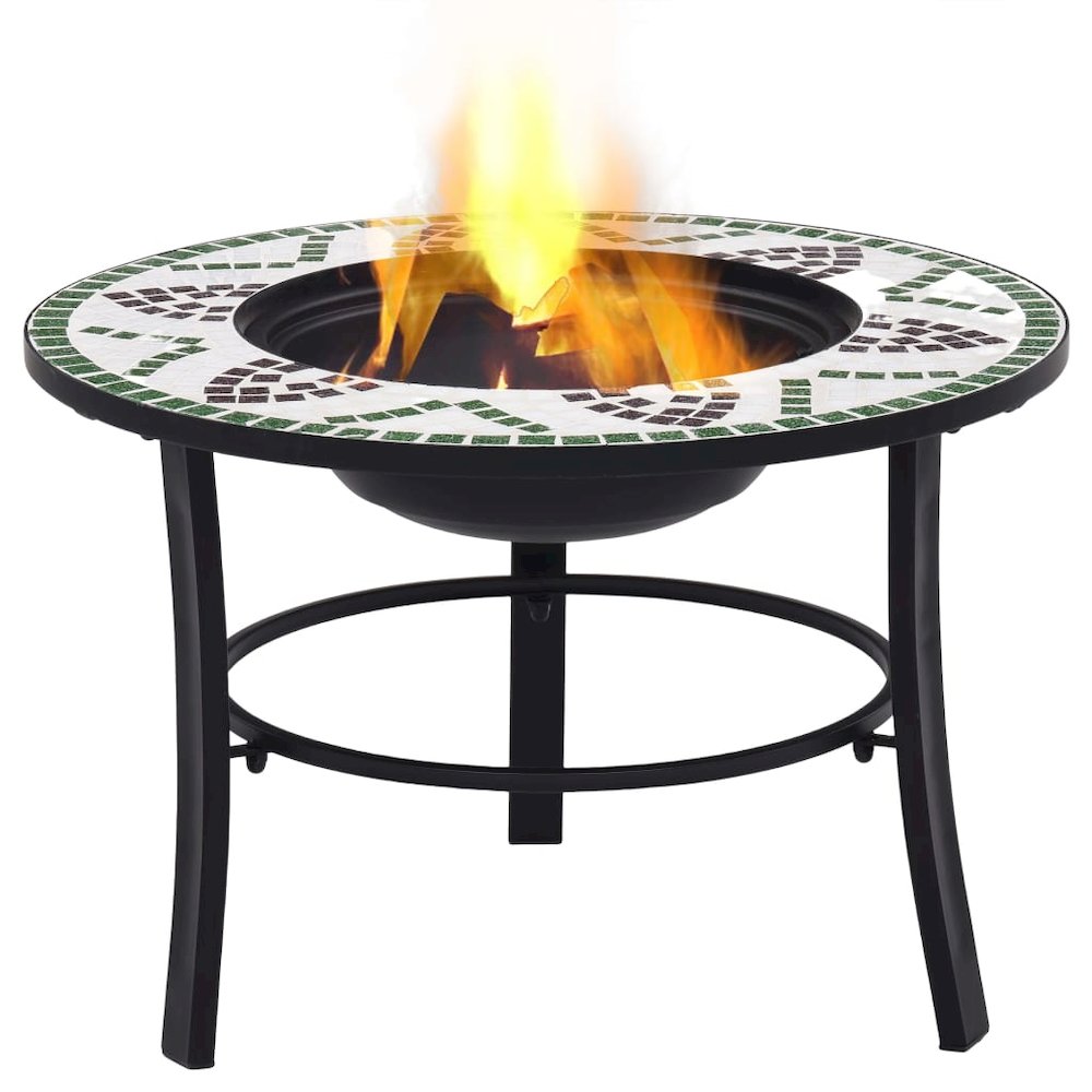 vidaXL Mosaic Fire Pit Green 26.8" Ceramic, 46722. Picture 2