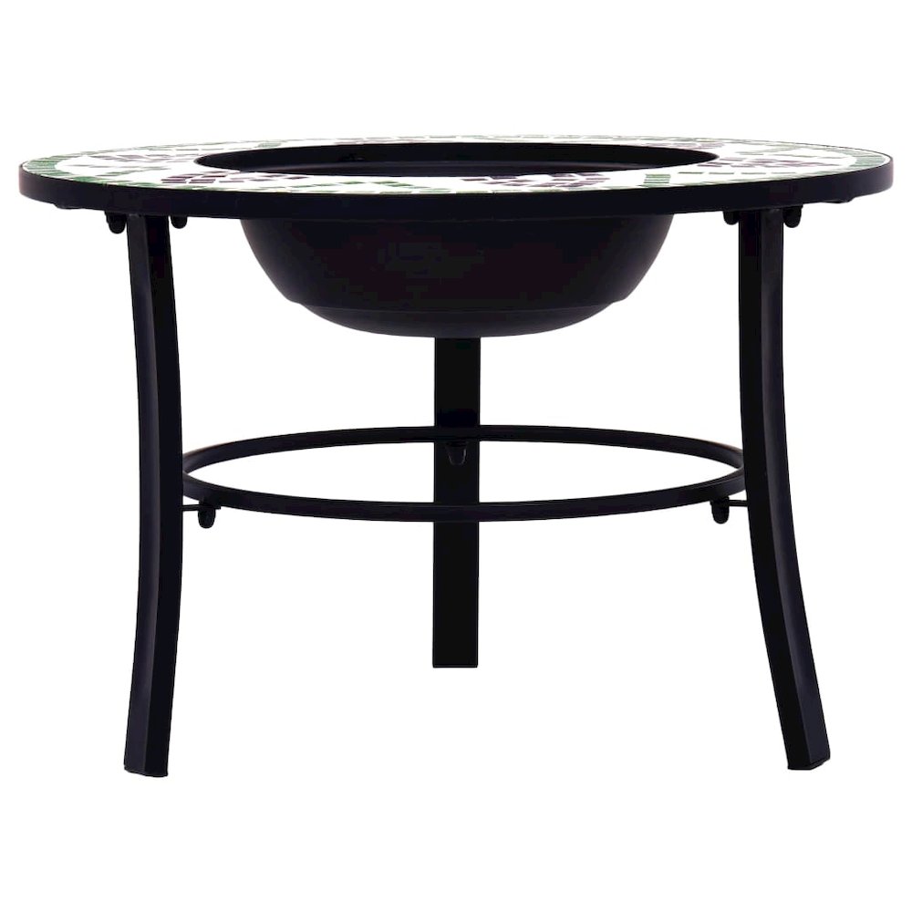 vidaXL Mosaic Fire Pit Green 26.8" Ceramic, 46722. Picture 3