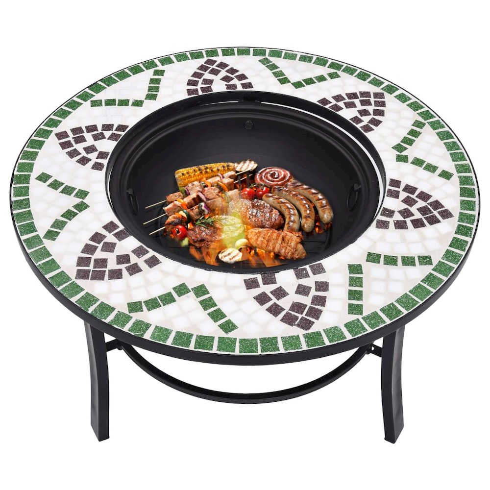 vidaXL Mosaic Fire Pit Green 26.8" Ceramic, 46722. Picture 5