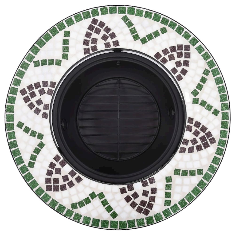 vidaXL Mosaic Fire Pit Green 26.8" Ceramic, 46722. Picture 6