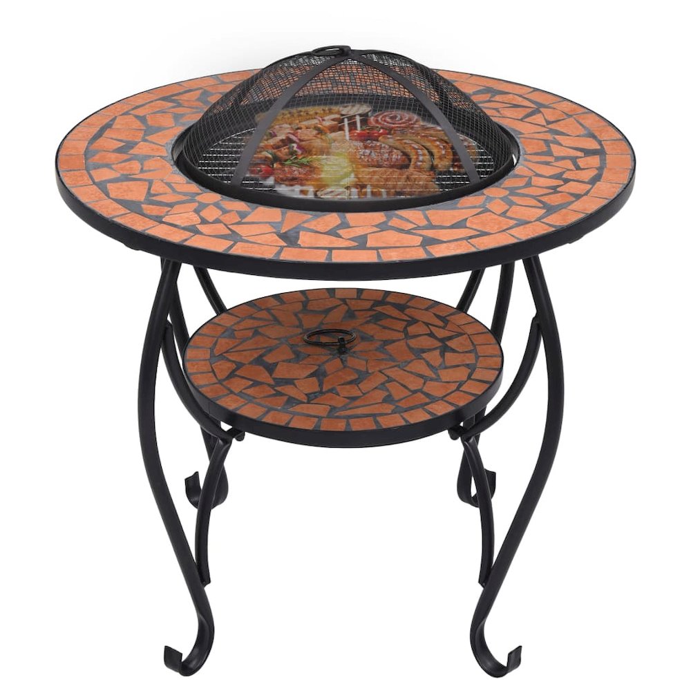 vidaXL Mosaic Fire Pit Table Terracotta 26.8" Ceramic, 46723. Picture 3