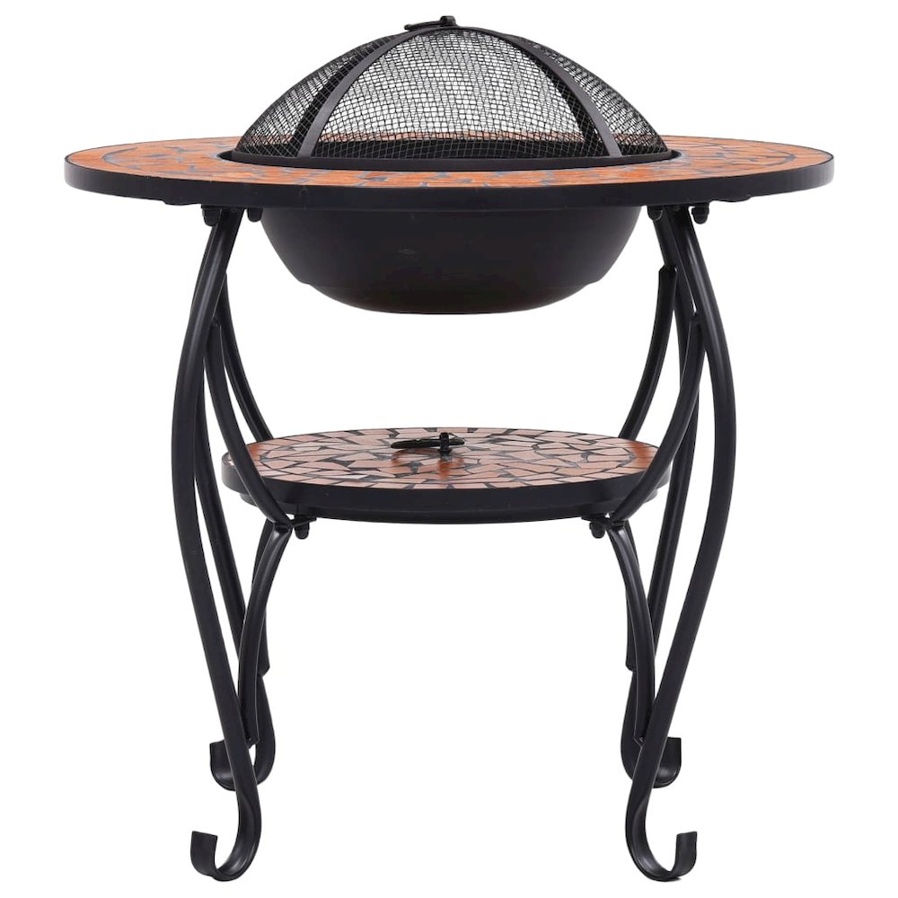 vidaXL Mosaic Fire Pit Table Terracotta 26.8" Ceramic, 46723. Picture 4