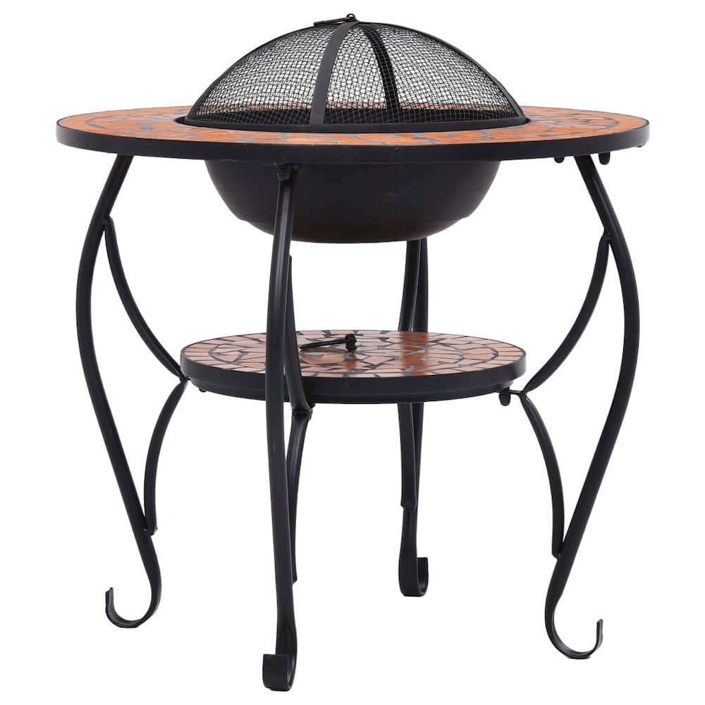 vidaXL Mosaic Fire Pit Table Terracotta 26.8" Ceramic, 46723. Picture 5