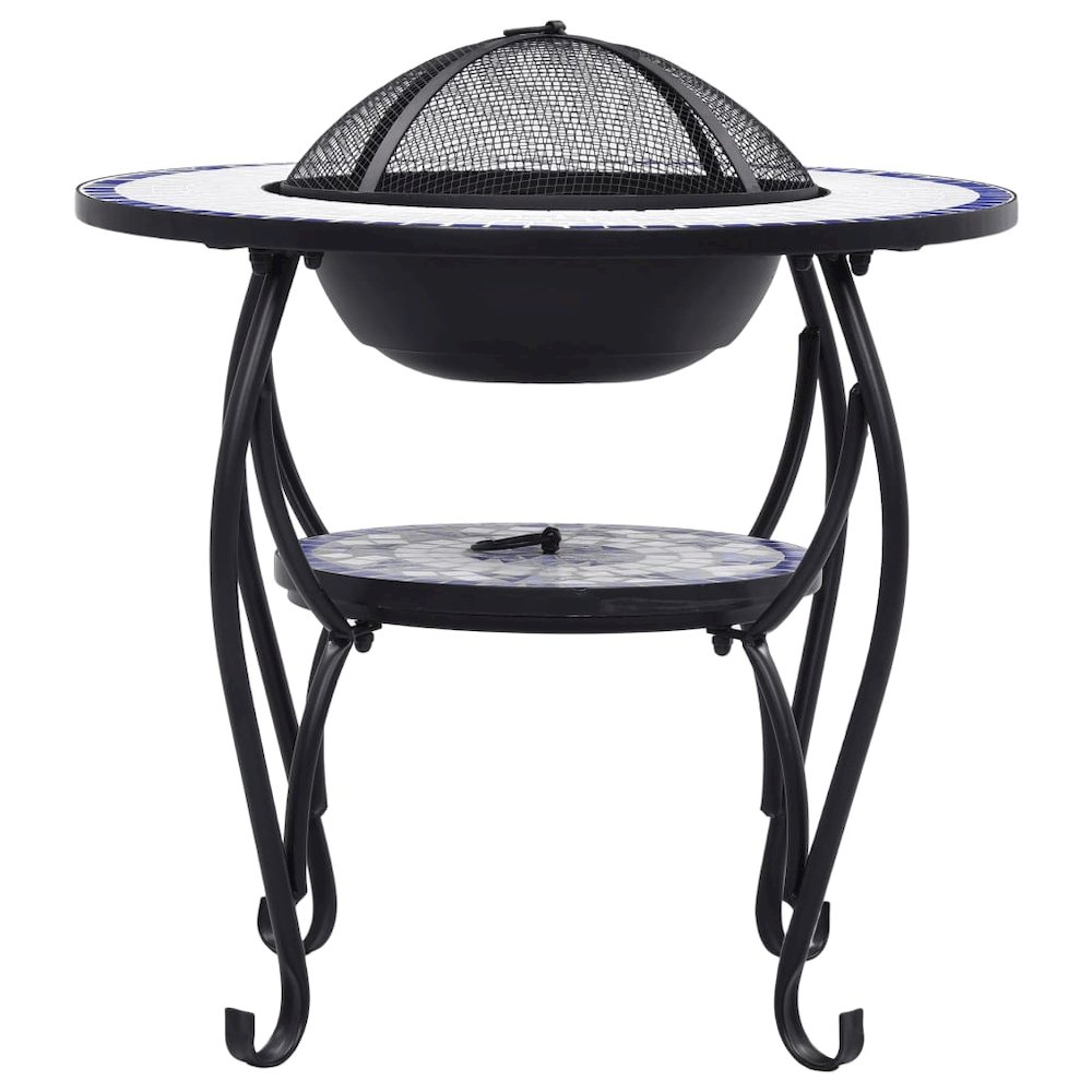 vidaXL Mosaic Fire Pit Table Blue and White 26.8" Ceramic, 46724. Picture 4