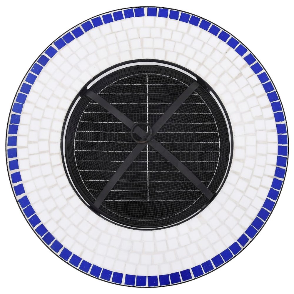 vidaXL Mosaic Fire Pit Table Blue and White 26.8" Ceramic, 46724. Picture 8