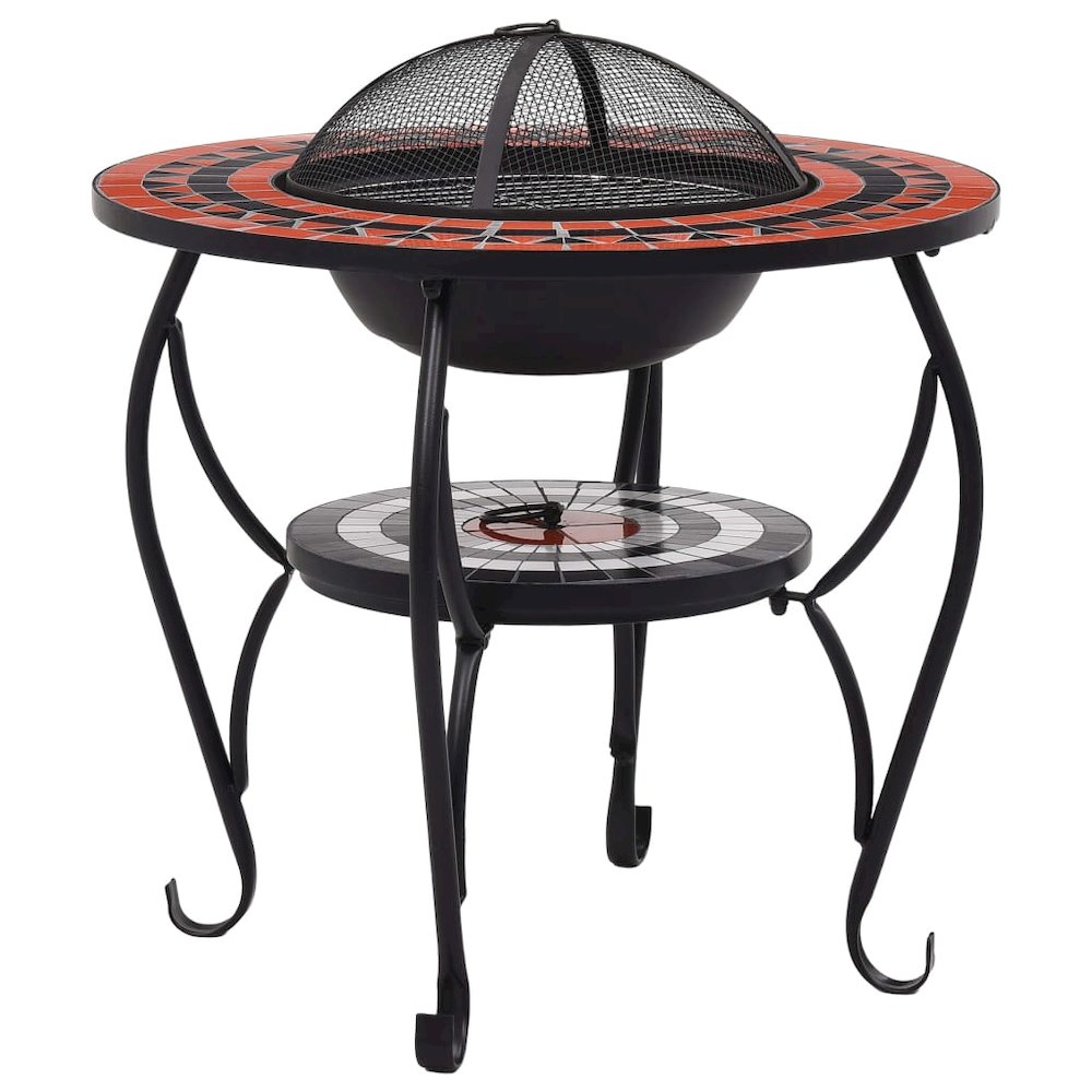 vidaXL Mosaic Fire Pit Table Terracotta and White 26.8" Ceramic, 46726. Picture 2