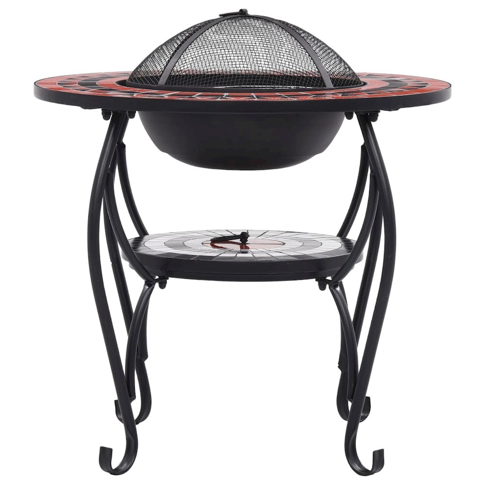 vidaXL Mosaic Fire Pit Table Terracotta and White 26.8" Ceramic, 46726. Picture 4