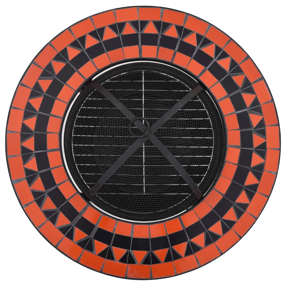 vidaXL Mosaic Fire Pit Table Terracotta and White 26.8" Ceramic, 46726. Picture 8