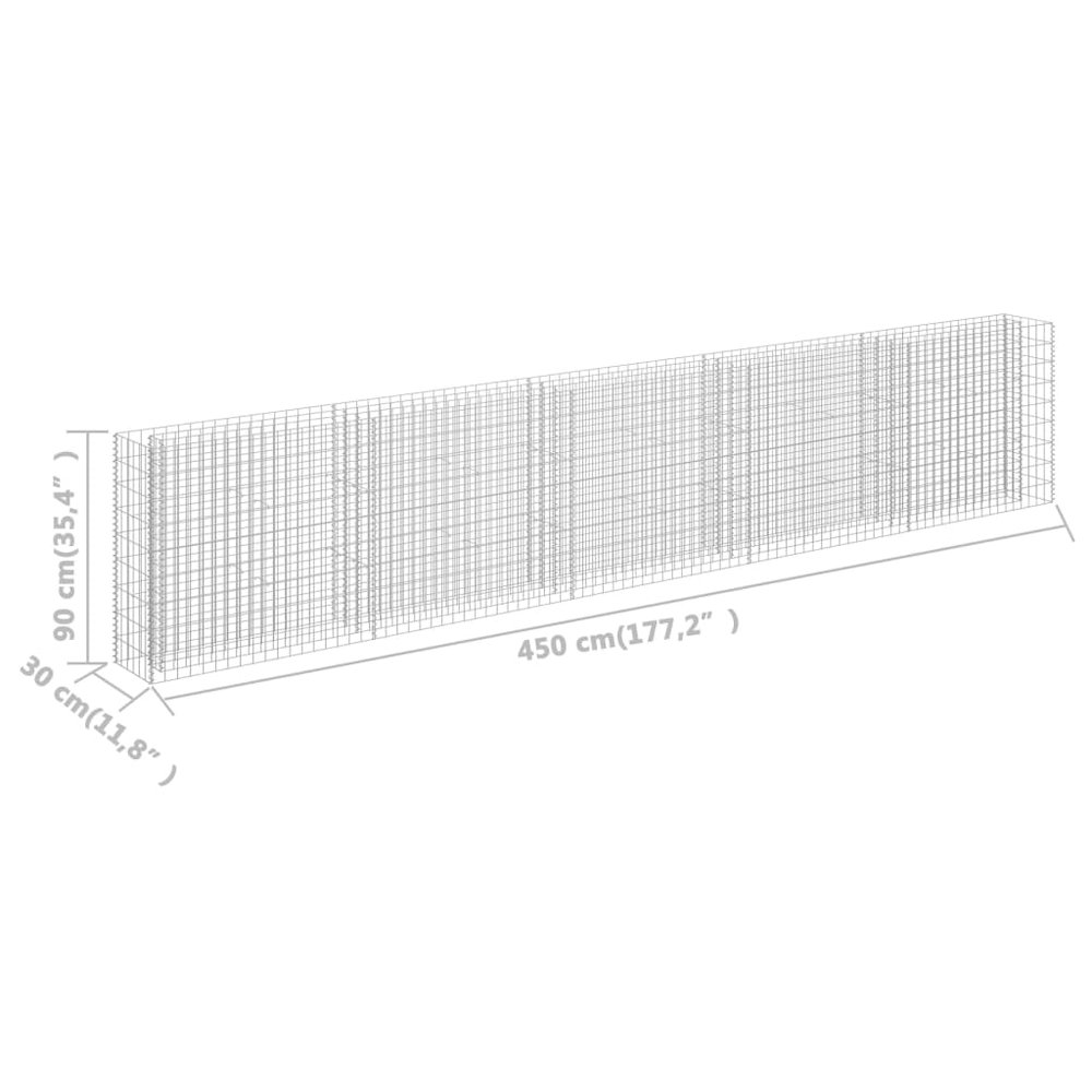 Gabion Raised Bed Silver Galvanized Steel 177.2 x 11.8 x 35.4 in. Picture 7