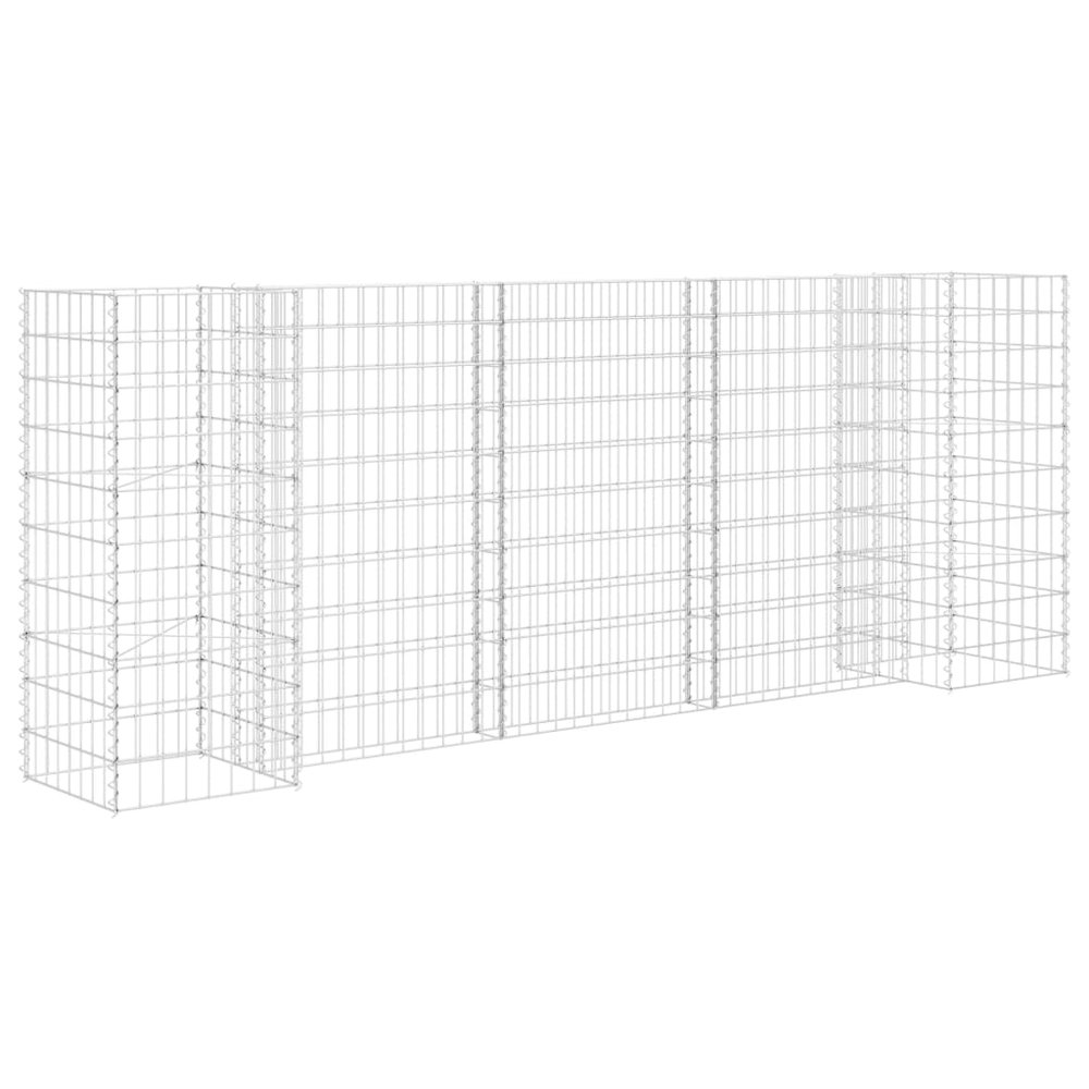 Gabion Planter Silver Steel wire 102.4 x 15.7 x 39.4 in Durable. Picture 2
