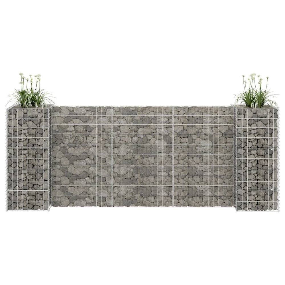 Gabion Planter Silver Steel wire 102.4 x 15.7 x 39.4 in Durable. Picture 1