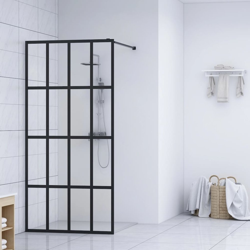 vidaXL Walk-in Shower Screen Tempered Glass 46.5"x74.8", 145677. Picture 1