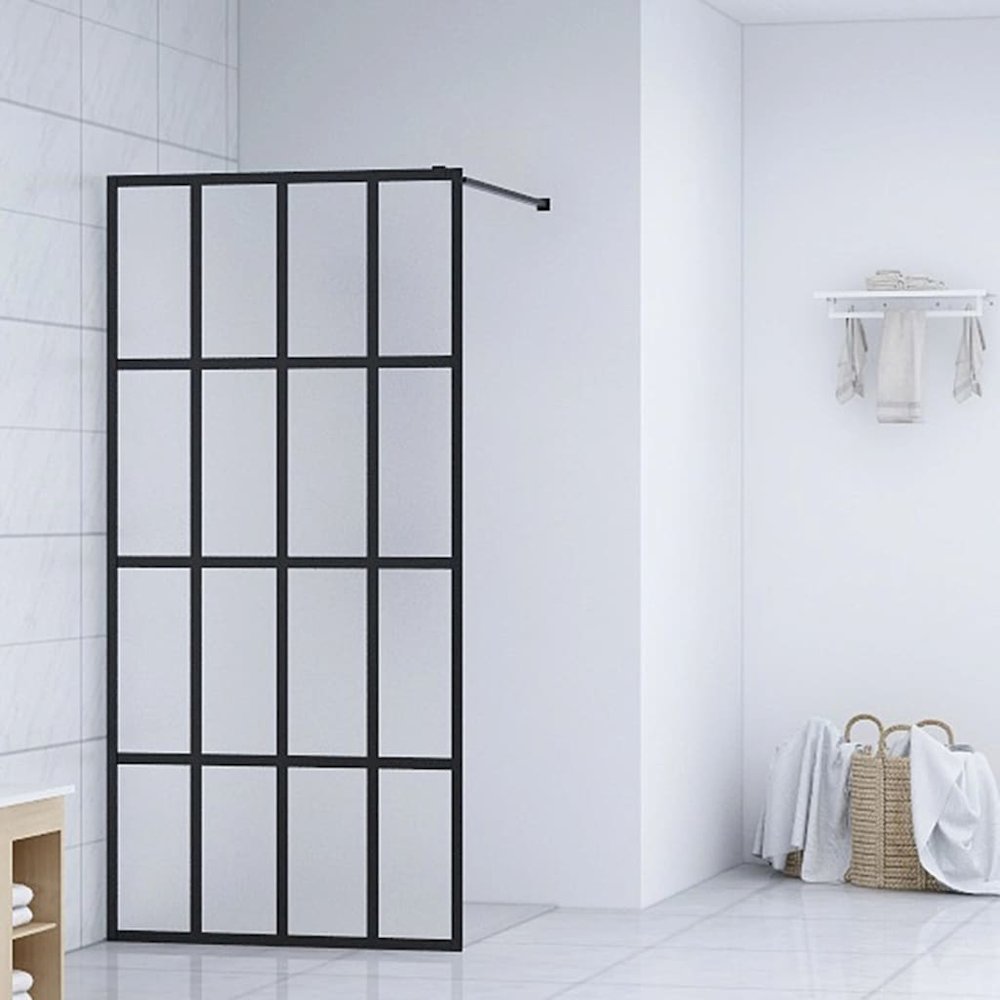 Walk-in Shower Screen Frosted Tempered Glass 55.1"x76.8". Picture 1