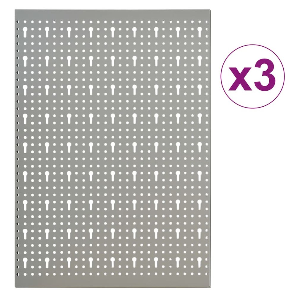 vidaXL Wall-mounted Peg Boards 3 pcs 15.7"x22.8" Steel, 145349. Picture 3
