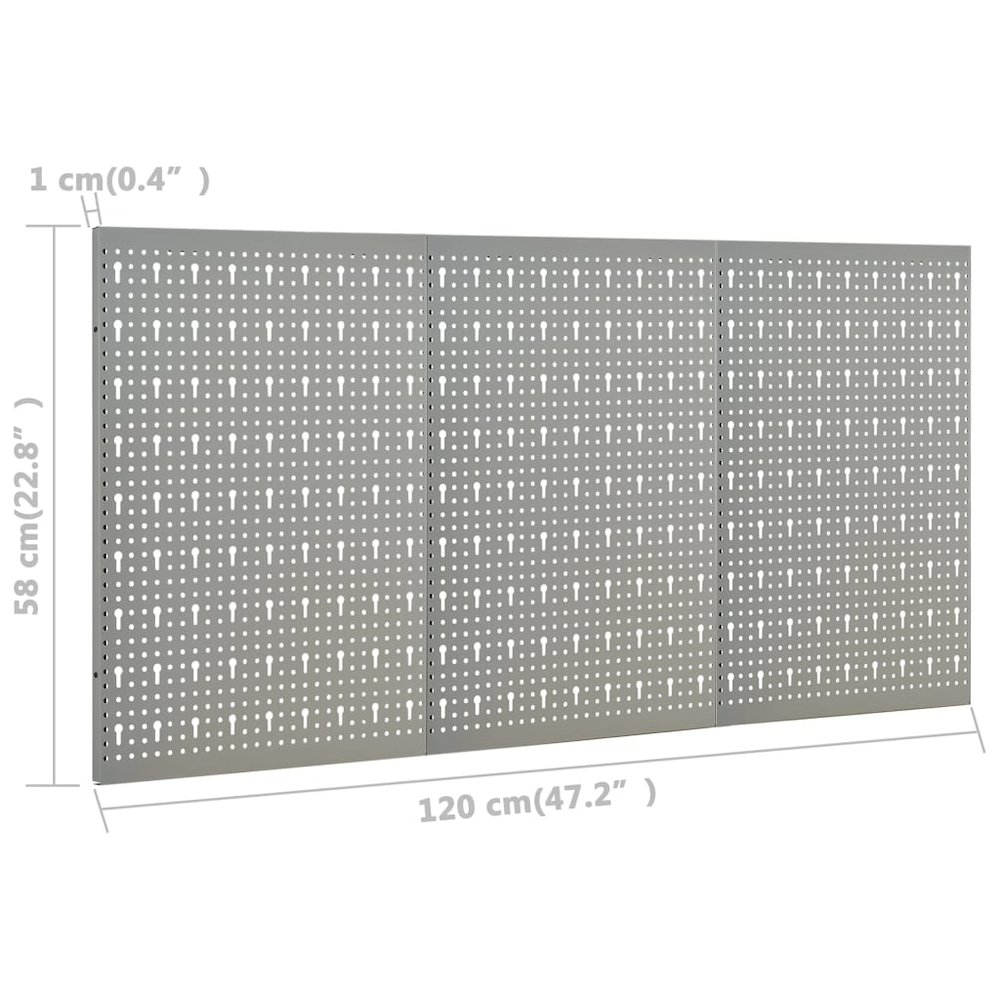 vidaXL Wall-mounted Peg Boards 3 pcs 15.7"x22.8" Steel, 145349. Picture 8