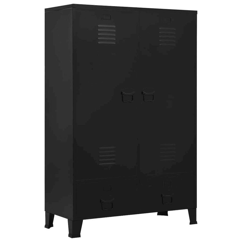 Wardrobe Black Steel, Plastic Compact Wardrobe Rectangular. Picture 2