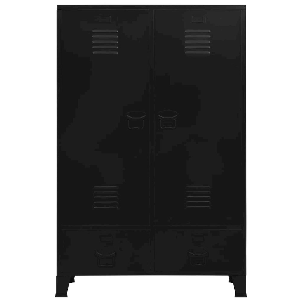 Wardrobe Black Steel, Plastic Compact Wardrobe Rectangular. Picture 5