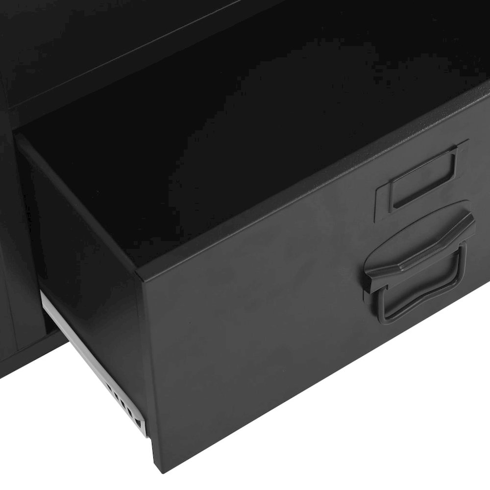 Wardrobe Black Steel, Plastic Compact Wardrobe Rectangular. Picture 7