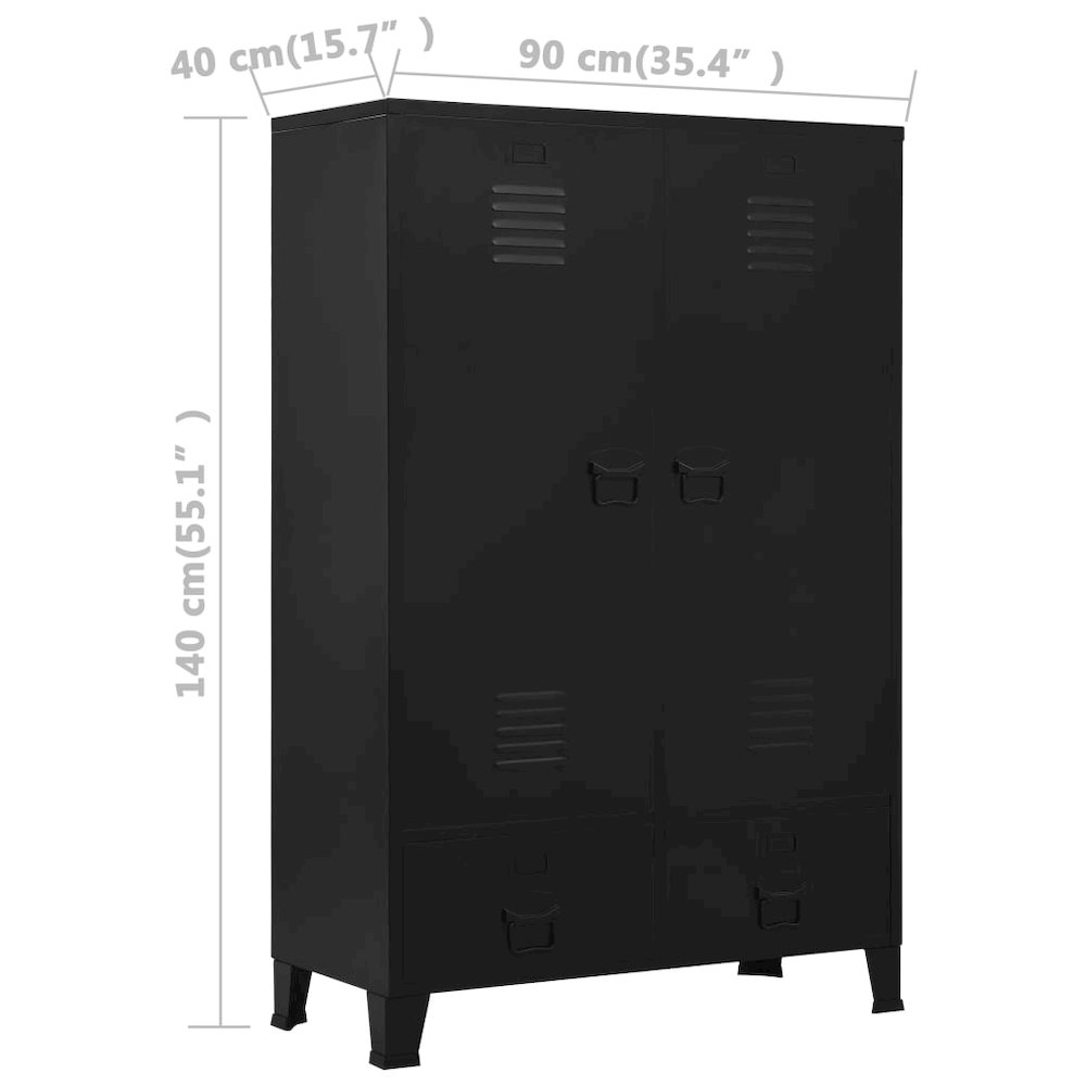 Wardrobe Black Steel, Plastic Compact Wardrobe Rectangular. Picture 11