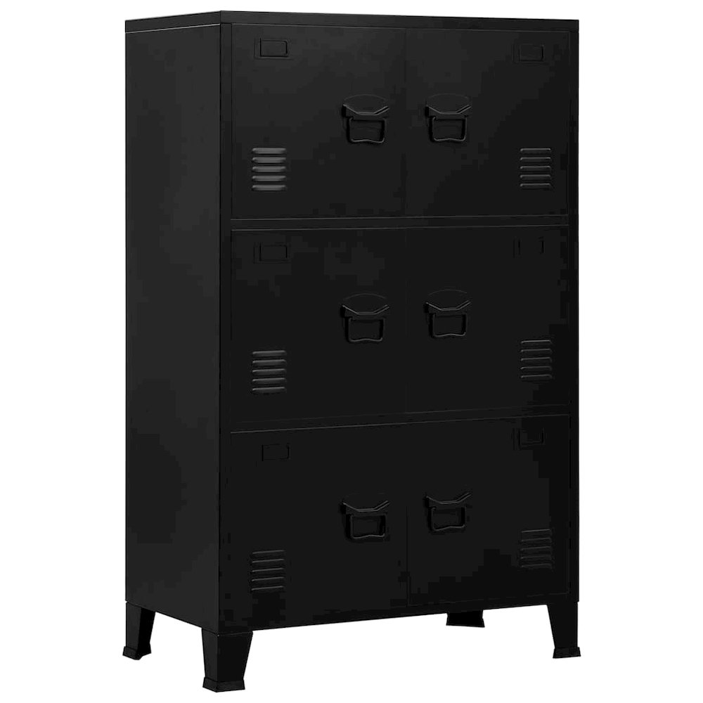 Storage Chest Black Steel, Plastic Medium Storage Chest. Picture 1