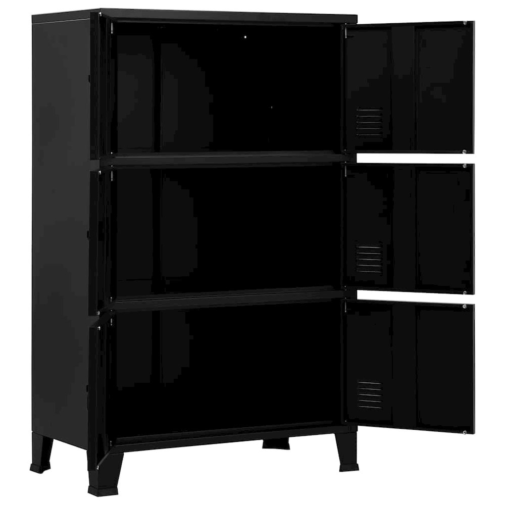 Storage Chest Black Steel, Plastic Medium Storage Chest. Picture 5