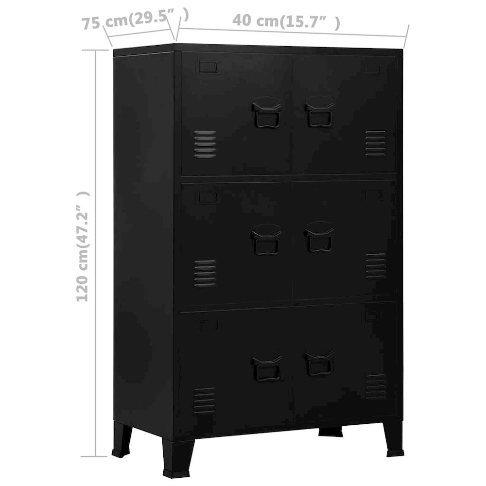 Storage Chest Black Steel, Plastic Medium Storage Chest. Picture 10