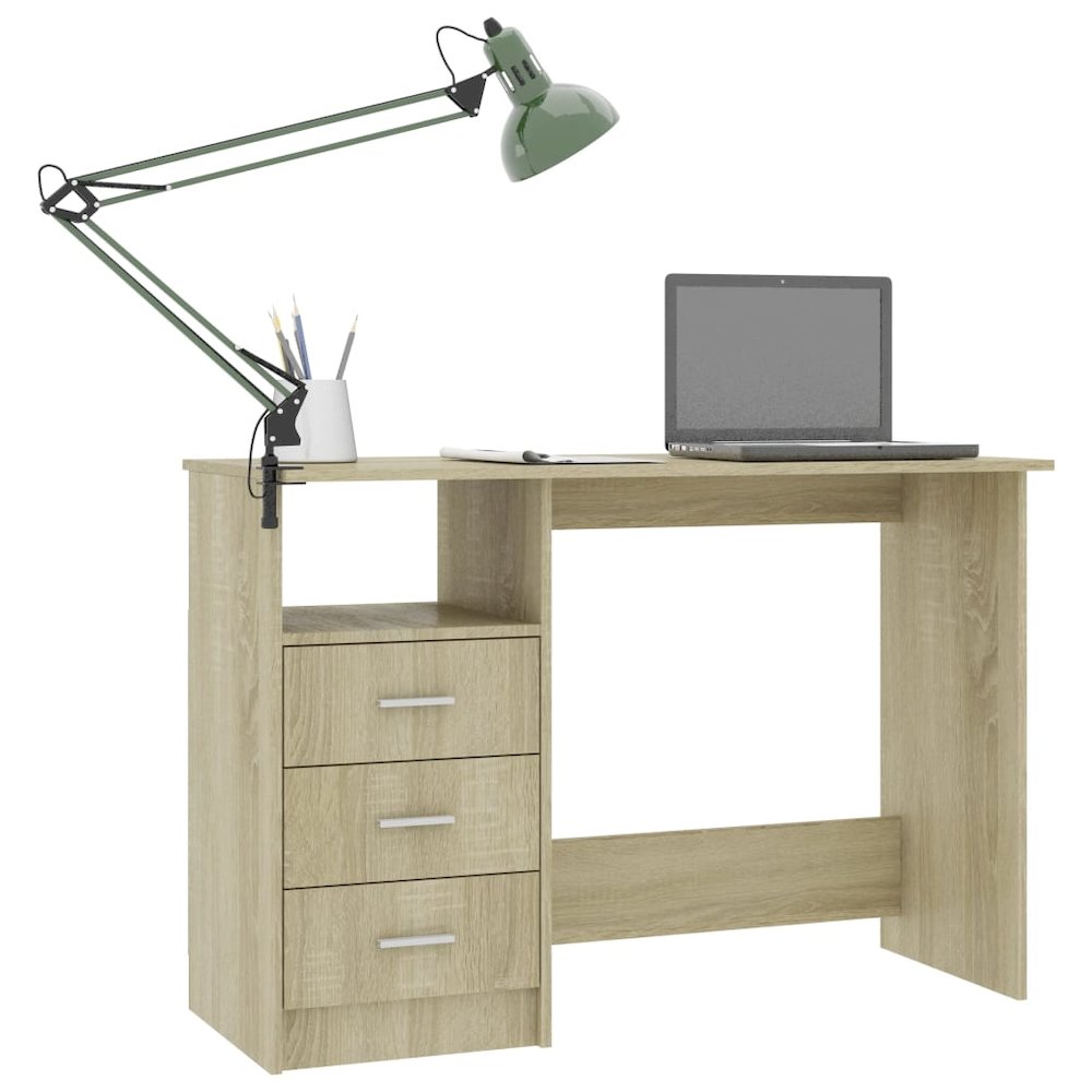 Desk Sonoma Oak Engineered Wood Medium Computer Desk. Picture 3