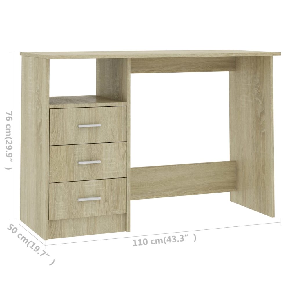 Desk Sonoma Oak Engineered Wood Medium Computer Desk. Picture 6
