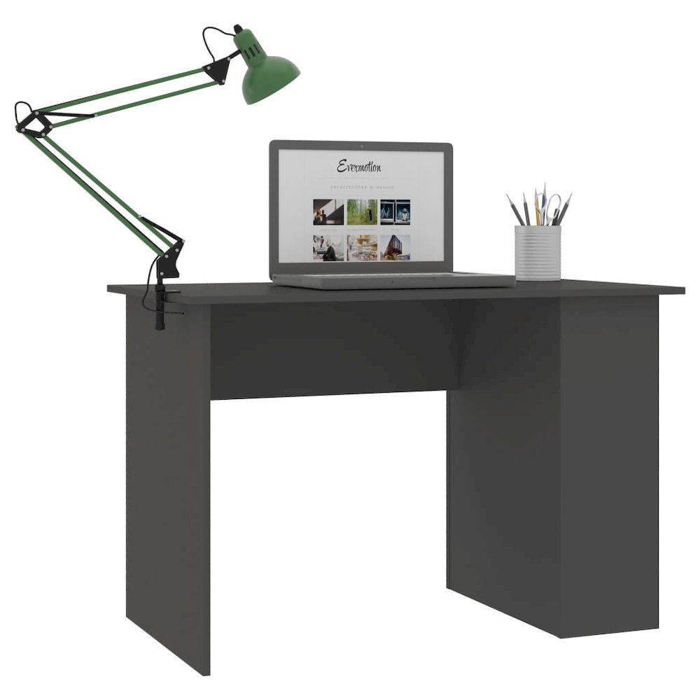 Desk Gray Engineered Wood Medium Desk Rectangular Modern. Picture 3